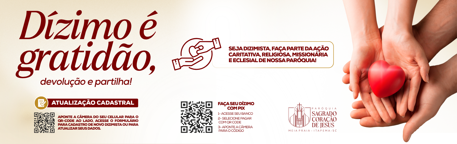 Ajude-nos a evangelizar! Conheça o dízimo on-line da paróquia.